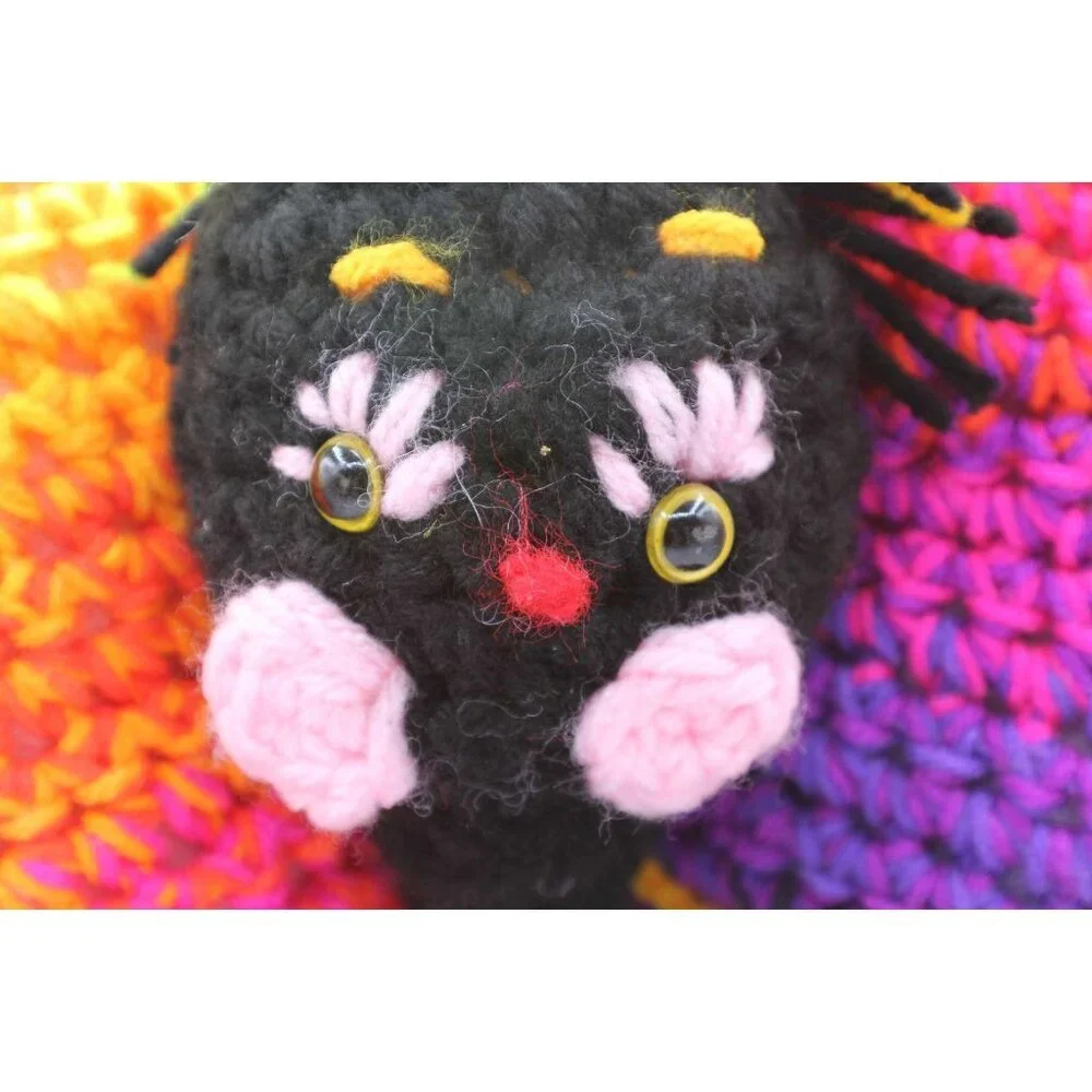 Handmade Crochet Butterfly Pillow Rainbow Cozy Plush Toy Security Cottagecore